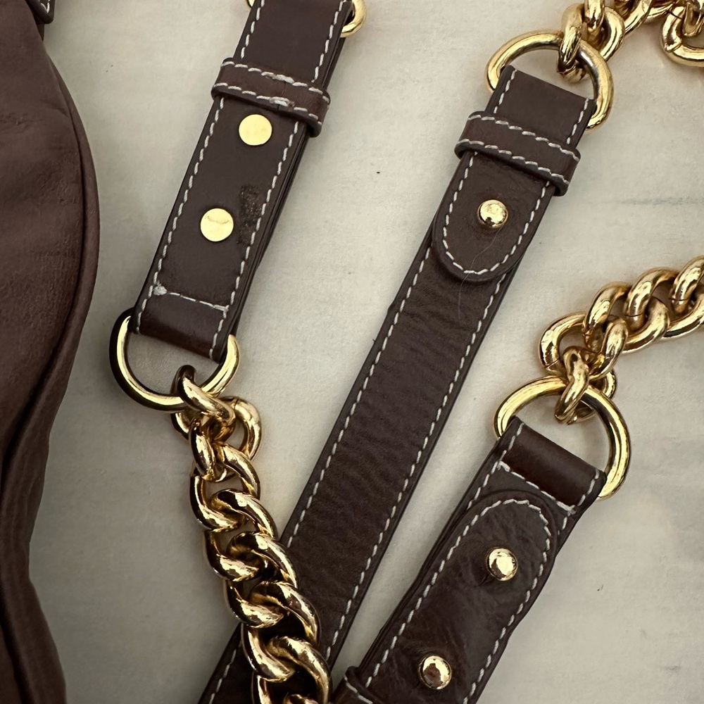 Badgley Mischka Brown Leather Bag - Picture 6 of 10